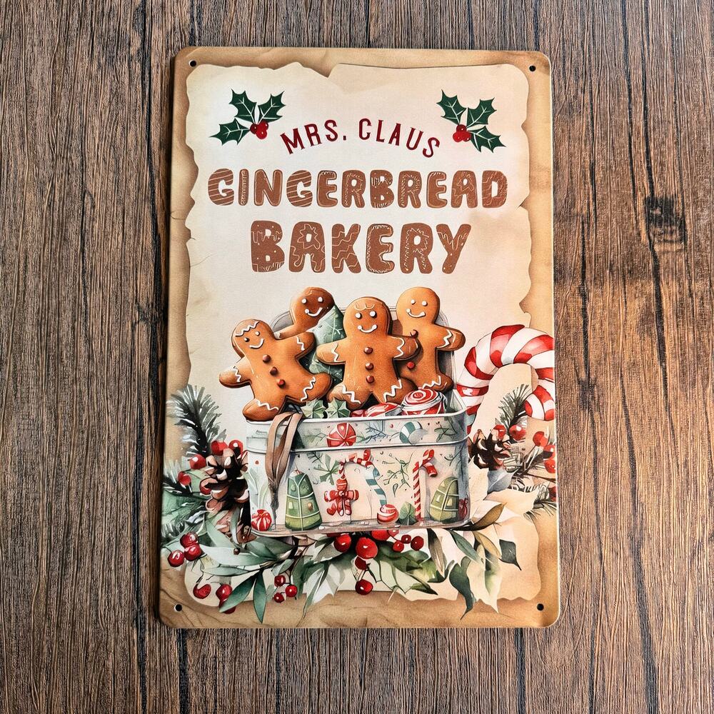 Christmas Holiday Sign Metal Sign Kitchen Home Decor Gift Idea Gingerbread